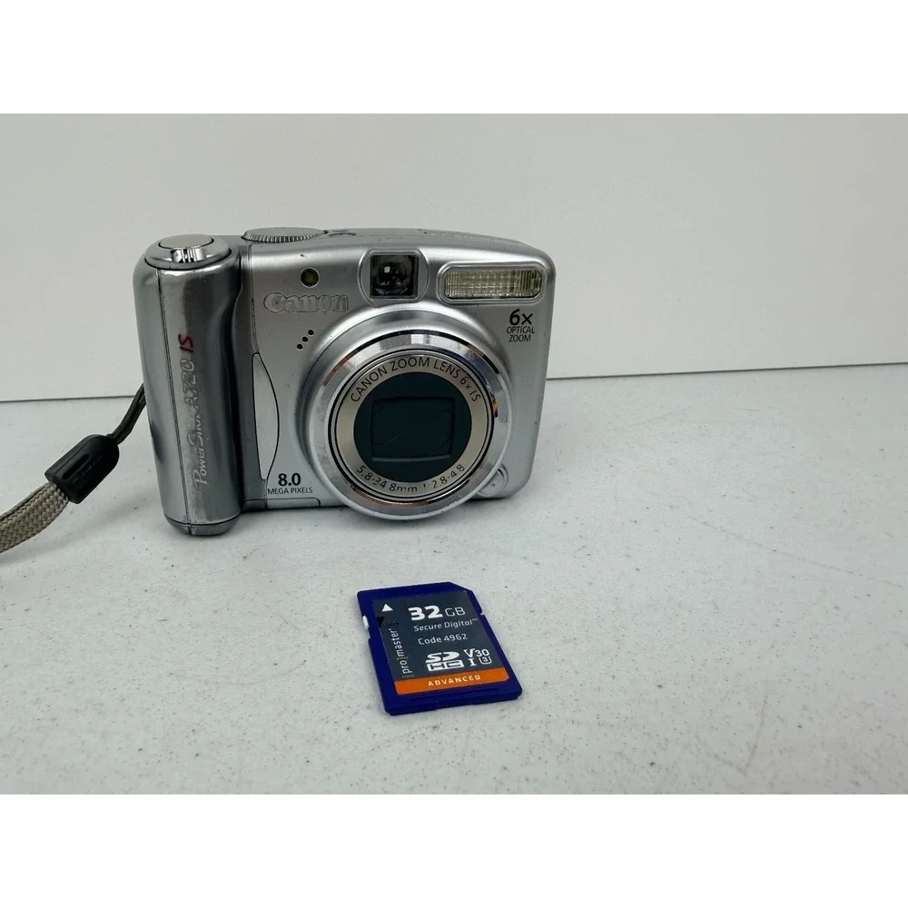 Canon Powershot A720 IS 8.0MP Digital Camera Silver w/ 32gb Card Tested BX